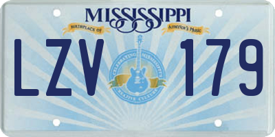 MS license plate LZV179