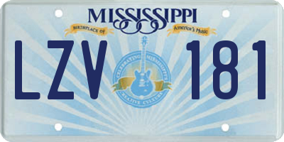 MS license plate LZV181