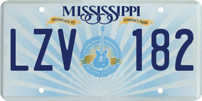 MS license plate LZV182