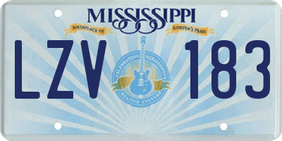 MS license plate LZV183
