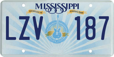 MS license plate LZV187