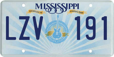 MS license plate LZV191