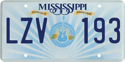 MS license plate LZV193