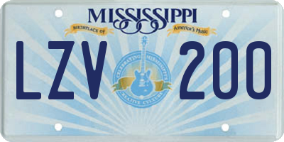 MS license plate LZV200
