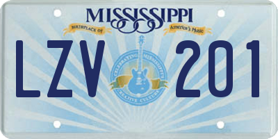 MS license plate LZV201