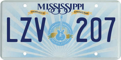 MS license plate LZV207