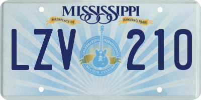 MS license plate LZV210