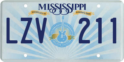 MS license plate LZV211