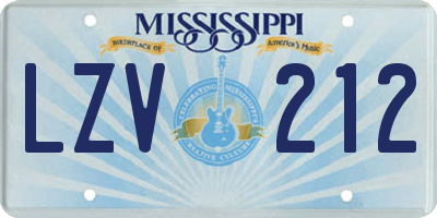 MS license plate LZV212