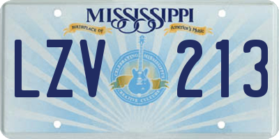 MS license plate LZV213