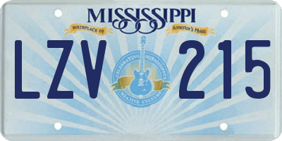 MS license plate LZV215