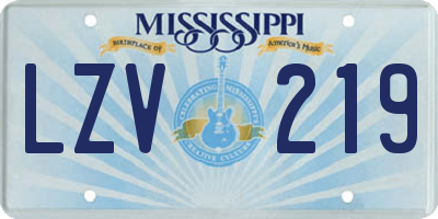 MS license plate LZV219