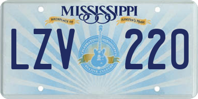 MS license plate LZV220