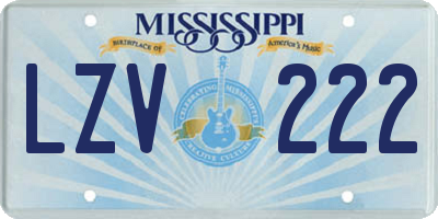 MS license plate LZV222