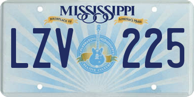 MS license plate LZV225