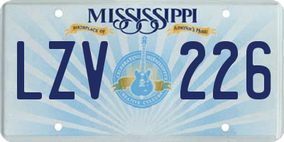 MS license plate LZV226