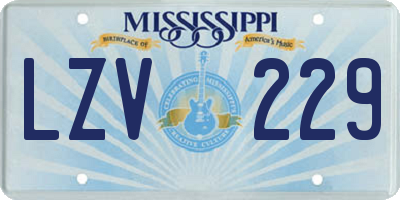 MS license plate LZV229