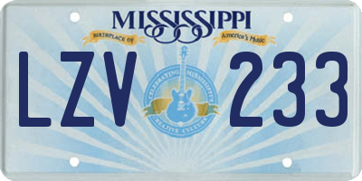 MS license plate LZV233