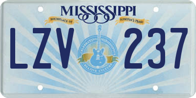 MS license plate LZV237