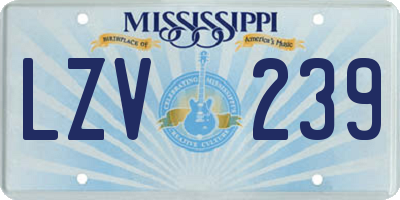 MS license plate LZV239