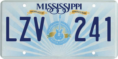 MS license plate LZV241