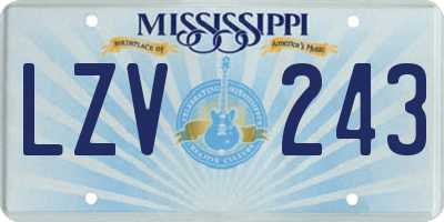 MS license plate LZV243