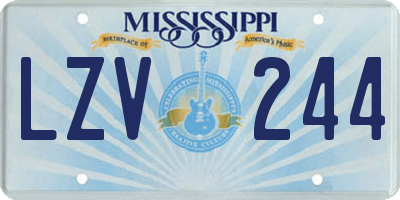 MS license plate LZV244