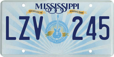 MS license plate LZV245