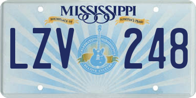 MS license plate LZV248