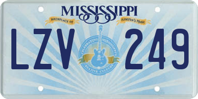 MS license plate LZV249
