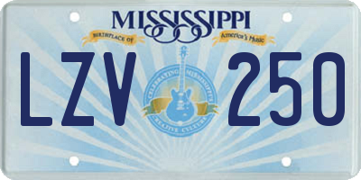 MS license plate LZV250