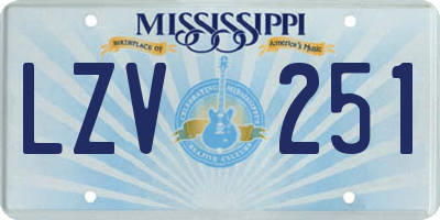 MS license plate LZV251
