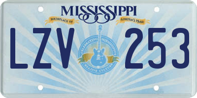 MS license plate LZV253