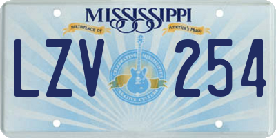 MS license plate LZV254