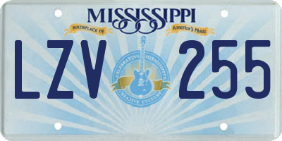 MS license plate LZV255