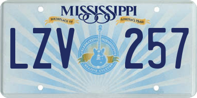 MS license plate LZV257