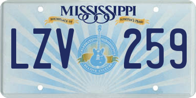 MS license plate LZV259