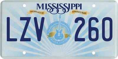 MS license plate LZV260