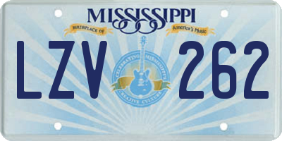 MS license plate LZV262