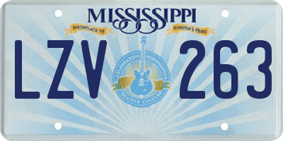 MS license plate LZV263