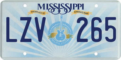 MS license plate LZV265