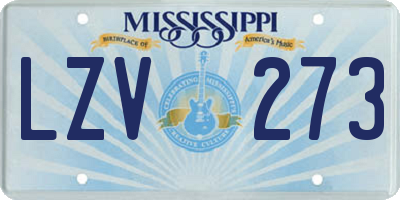 MS license plate LZV273