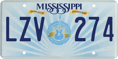 MS license plate LZV274