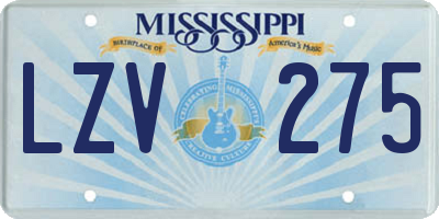 MS license plate LZV275