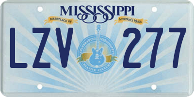 MS license plate LZV277