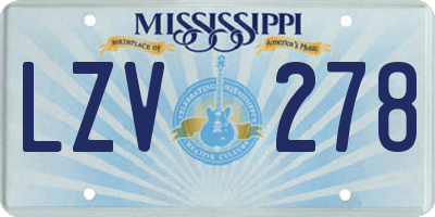 MS license plate LZV278