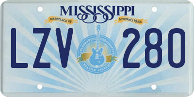 MS license plate LZV280