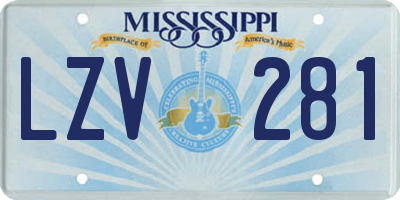 MS license plate LZV281