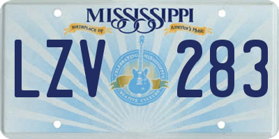MS license plate LZV283