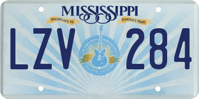 MS license plate LZV284